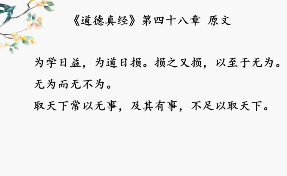 道德经第四十八章·为学日益 黄紫檀老师点窍